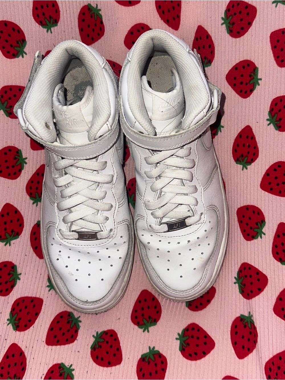 Nike White Kids High-Top Sneakers Air force1